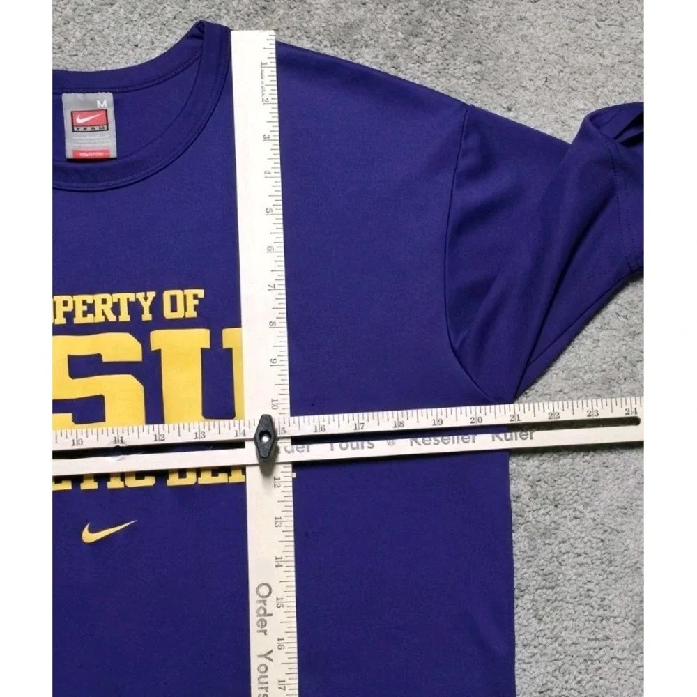 Y2K VTG LSU Tigers Nike Dri Fit Center Swoosh T-Shirt Mens M‎ Purple Nike-Fit